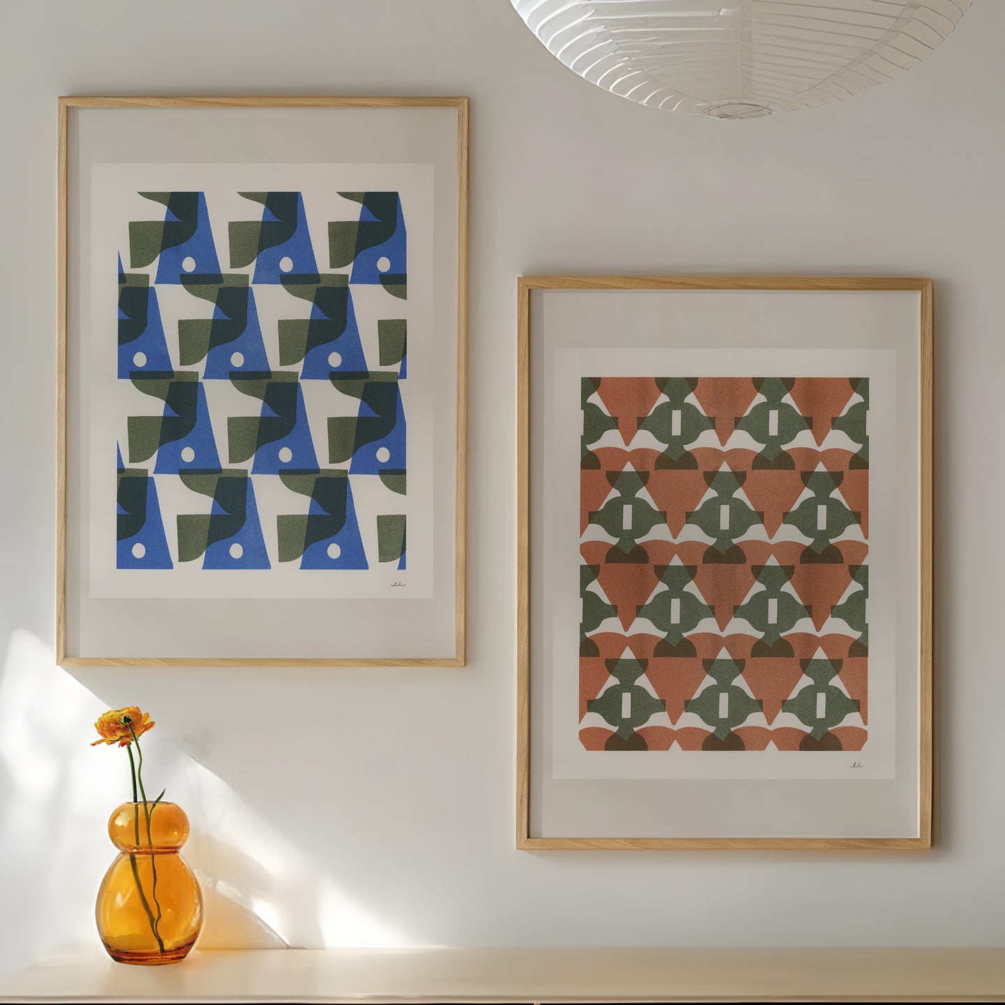 Birdhouse and Wind Chimes – Set of 2 Risograph Art Prints