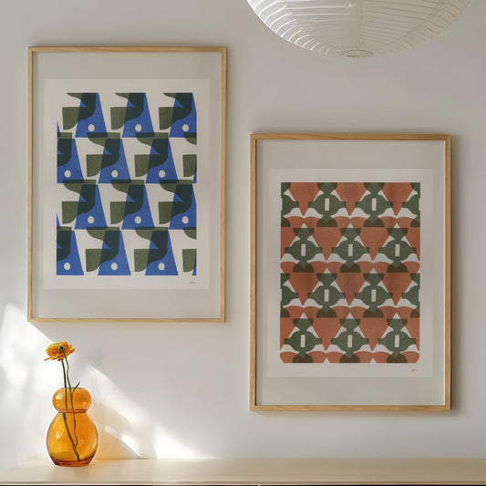Birdhouse and Wind Chimes – Set of 2 Risograph Art Prints