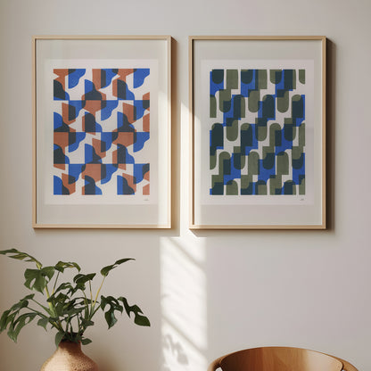 Clouds and Pond – Set of 2 Risograph Art Prints