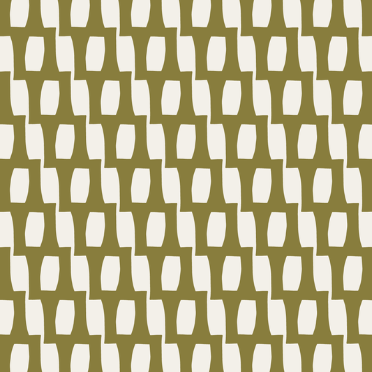 Honeycomb (Warm White/Olive Green) - Fabric
