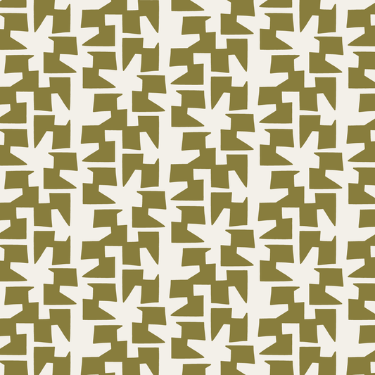 Cha Cha (Warm White/Olive Green) - Fabric